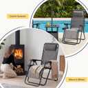 Sweetcrispy Zero Gravity Chairs, Set of 2 Portable Recliner Beach Camping Patio Outdoor Folding Lounge Chair with Cup Holder Trays and Adjustable Pillow for Poolside, Garden, Backyard, Lawn (Grey)