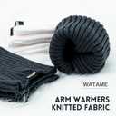 Arm Warmers Women Winter Long Fingerless Gloves Knitted Wrist Warmers with Thumb Hole Arm Sleeve Pack (22cm, A-white+dark Green)