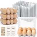 WIKDAY Plastic Egg Cartons 60 Pack 12 Count Cheap Bulk Clear Dozen Reusable Empty Egg Containers for Chicken Eggs Storage with Date Tracking Stickers Egg Care Instructions