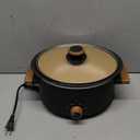 3 Quart Slow Cooker with Aluminum Inner Pot, 3 Temperature Settings, Dishwasher-Safe Removable Pot & Glass Lid, Wood-Grain Handle Design, Compact Electric Cooker for Home Meals, Black