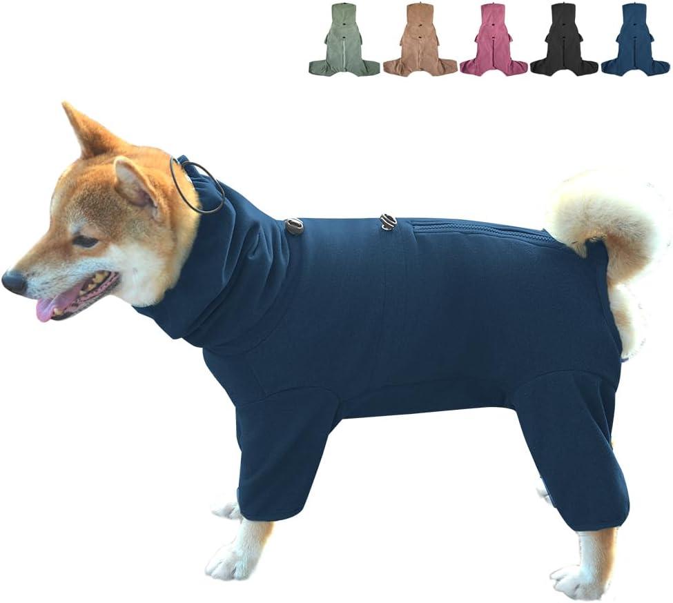 KOOGAL Dog Pajamas for Large Dogs,Extra Large Stretch, Suitable for Adult, Medium-Sized Dogs, Large Pet Jumpsuit Four-Legged Dog Clothes, Pet Clothing. (Blue, 2XL) (2XL Fit 18-28 pounds)