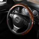 KAFEEK Wood Grain Steering Wheel Cover Microfiber Leather Universal 14 1/2-15 inch, Car Steering Wheel Cover Men Women, Comfortable, Anti-Slip, Odorless, Brown