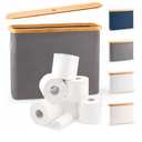 LONBET Toilet Paper Storage for 12 Rolls, Stackable & Foldable - The Ultimate Bathroom Organizer - Waterproof Basket with Bamboo Lid - Elegant Toilet Paper Storage Holder, Gray