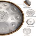 Handpan-Premium 432HZ 22 Inches 10 Notes D Minor Steel Hand Pan Drum Set,Silver Print Adults Handpan Drum
