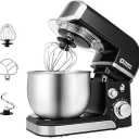 Kitchen in the box Stand Mixer,3.2Qt Small Electric Food Mixer,6 Speeds Portable Lightweight Kitchen Mixer for Daily Use with Egg Whisk,Dough Hook,Flat Beater (Black)