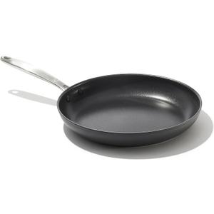 OXO 12” Nonstick Frying Pan Skillet, Enhanced PFAS-Free Ceramic Nonstick, Durable Hard Anodized Cookware, Scratch Resistant, Good Grips, Easy Clean Dishwasher Safe, Oven Safe, Drip Free Pours, Black