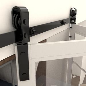 28" Bifold Sliding Barn Door Hardware Track Kit,Side Mounted Black Roller,Smoothly and Quietly,Assembly Easy,Fit Double 12" Bi-Folding Doors (Door Not Included)