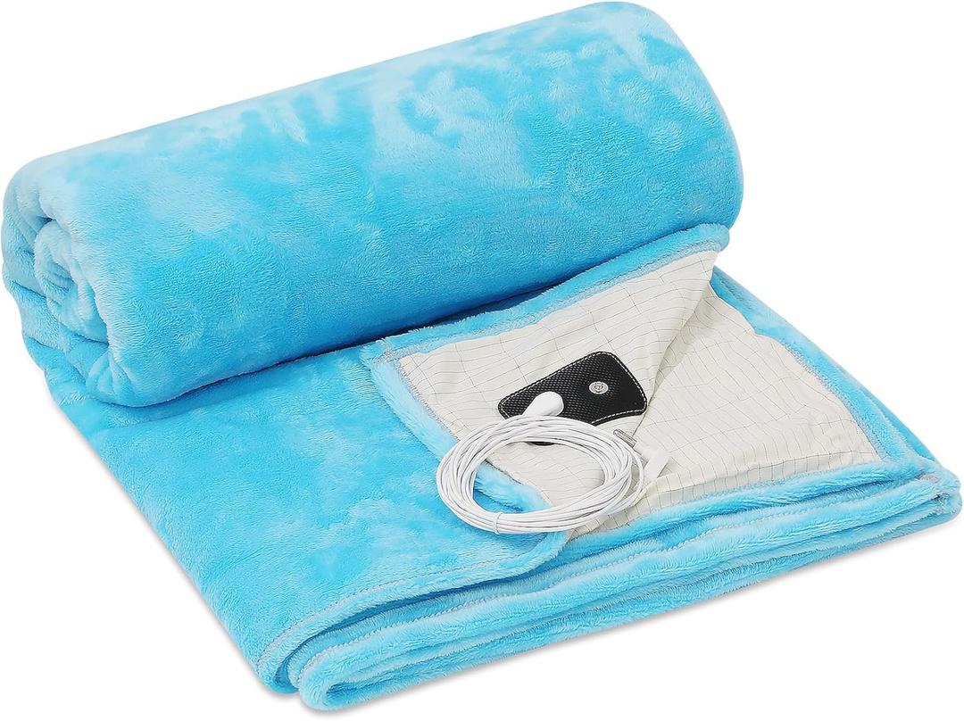 Grounding Blanket for Pain Relief and Improved Sleep:Flannel Grounding Rugs, Bedding That Connects to The Earth, Summer and Autumn, Conductive Silver Fibre, Includes Grounding Wire, 54"x60"