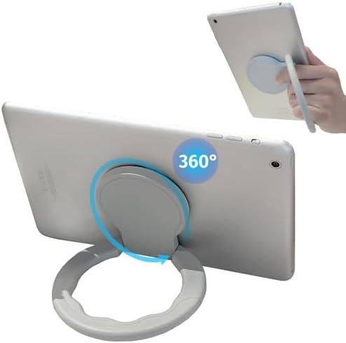 WUOJI Tablet Ring Holder -Tablet Stand Adjustable Universal Tablet Hand Strap Holder, 360 Degrees Handle Grip Handle Grip with Adhesive Patch for iPad/Galaxy Tab and All 7-11" Tablets,(Gray)