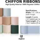 9 Roll Chiffon Ribbon Bundle - 1.5" x27Yds for Hair Bows & Crafting | Fringed Ribbon for Wedding Centerpieces, Seasonal Decor, Beginners DIY Projects & Party Supplies