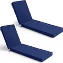 Summsun Chaise Lounge Cushions Outdoor Set of 2 - Waterproof and Fade Resistant Sun Lounger Replacement Cushions - Patio Lounger Pads with Removable Cover for Pool, Deck, 72 x 21 x 3 Inch, Navy