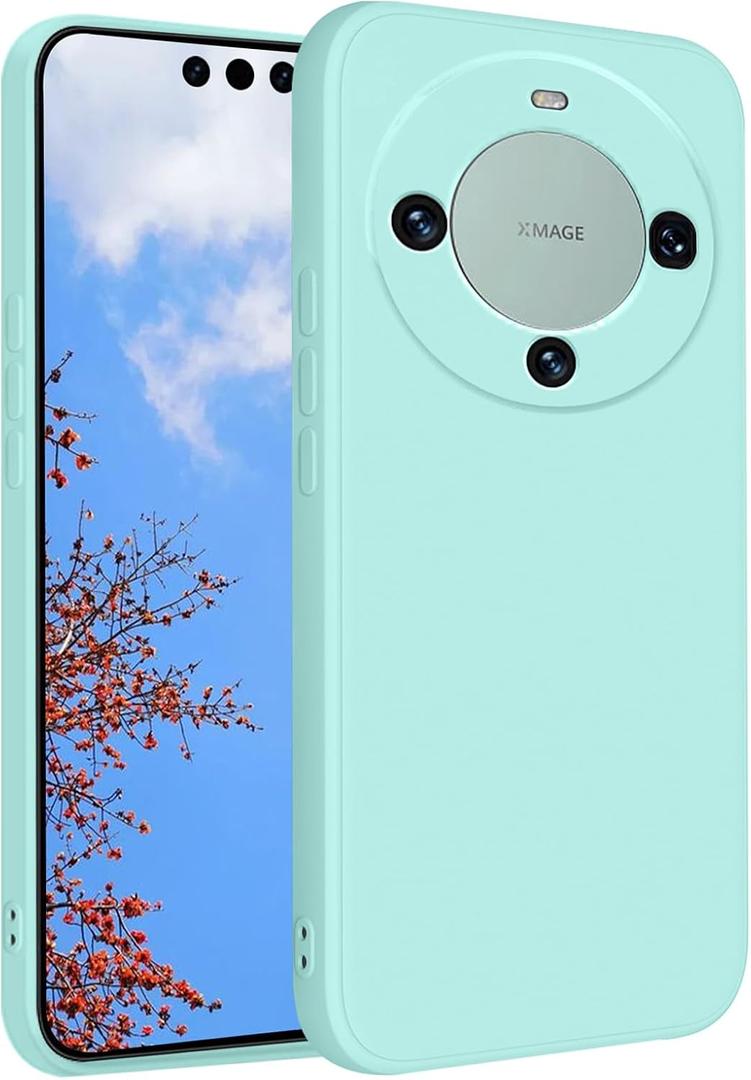 Phone Case for Huawei Mate 60 Pro, Silky Soft Touch for Huawei Mate 60 Pro Case Silicone Shockproof Slim Cute Anti Fingerprint Protective Cover Aesthetic (Light Cyan)
