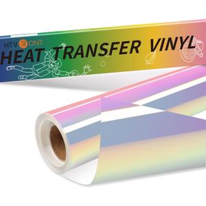 HTVRONT Holographic Heat Transfer Vinyl- 12" x 6ft Holographic HTV for Shirts, Hats, Holographic Iron on Vinyl Compatible with Cricut Cutting Machine & Cameo Matellic Sheen Easy to Cut & Weed (White)