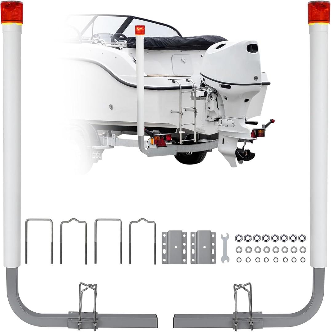 GAOMON2PCS Steel Trailer Post Guide on, Trailer Guides with PVC Pipes,Boat Trailer Guides, 40"-60", Mounting Hardware Included, for Ski Boat, Fishing Boat (white)