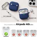 for AirPods 4 Case 2024 Come with Cleaner Kit,Soft Silicone Protective Cover for Apple AirPods 4th Generation Cases with Keychain,Compatible with AirPod 4 Case for Women Men-Midnight Blue