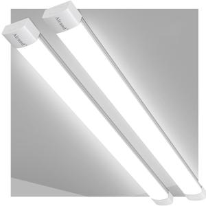 Utility LED Shop Light Fixture 2PCS 4FT Linkable Plug in LED Tube Light for Kitchen Bathroom Garage Basement Office, Long LED Shoplight, Corded Electric with ON/Off Switch, IP66 Waterproofing