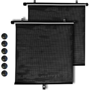 TopShade Car Window Roller Shade - Retractable Auto Side Window Sun Shade for Cars, Trucks, SUVs - UV Protection & Heat Blocker - Baby & Pet Safe - Easy Install (2 Pack, Medium, Black)