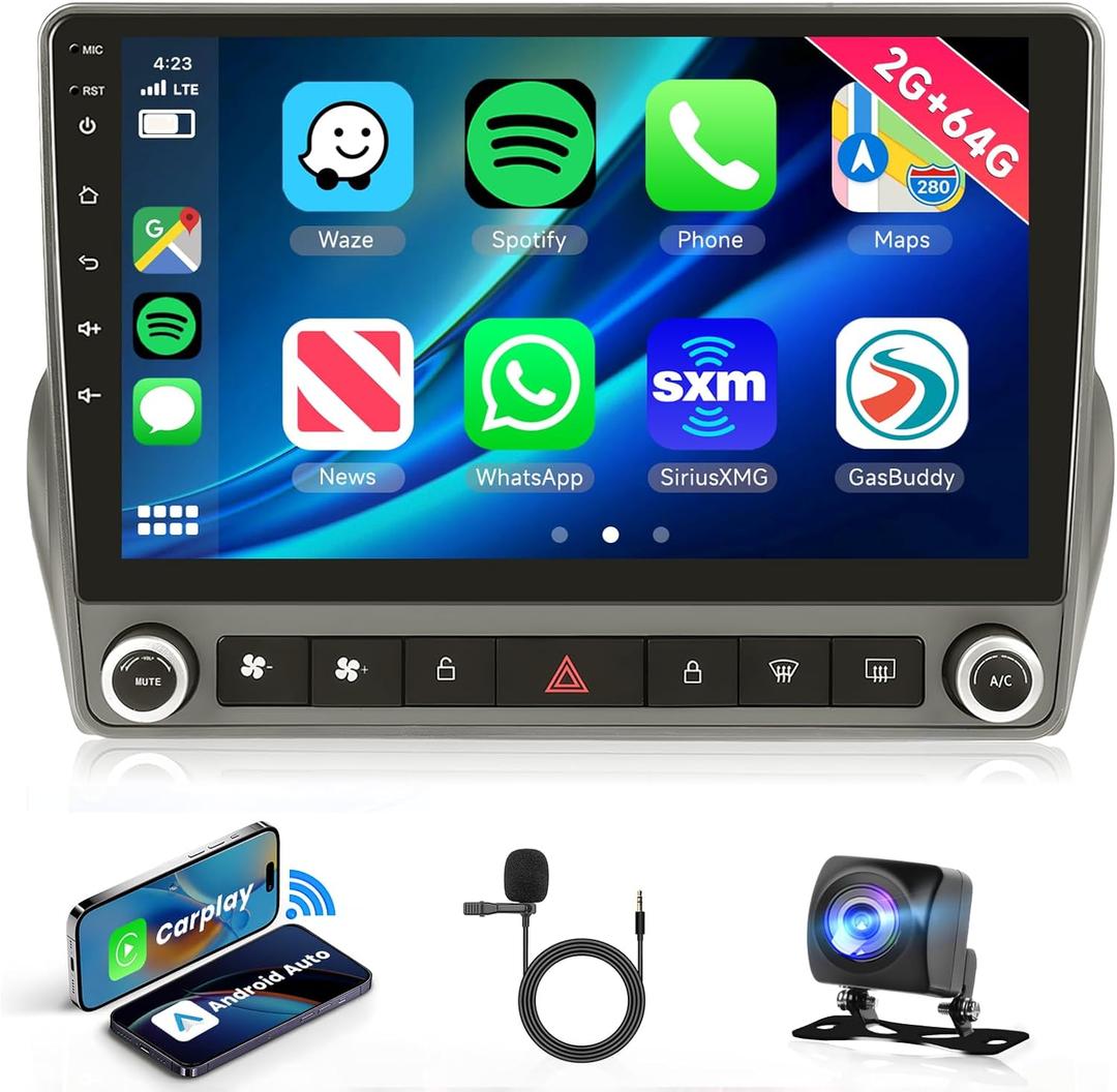 2G+64G Android 13 Car Stereo for Chevrolet Camaro 2008-2015 with Wireless Carplay Android Auto, 9" Touch Screen Car Radio Support GPS/WiFi/Bluetooth/FM/Voice Control/SWC/Backup Camera