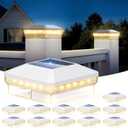 LETMY 12 Pack Solar Post Cap Lights Outdoor, 40 Brighter LEDs 4x4 Fence Post Solar Lights Outdoor with 3 Modes, Waterproof Deck Fence Cap Light Solar Powered for 3.5x3.5 4x4 Vinyl Wooden Posts (White)