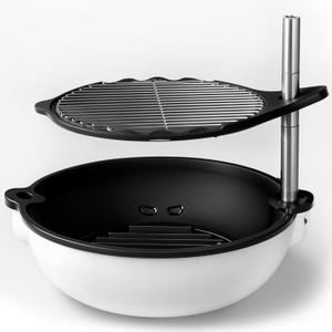 Bola Grill Traveler Portable Charcoal Grill  Small Tabletop BBQ Grill with Adjustable & Rotating Grate for Outdoor Cooking, Camping & Backyard BBQ (White)