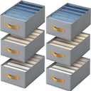 DIMJ Wardrobe Clothes Organizer - Foldable Drawer Organizers for Clothing, Fabric Clothes Organizer, Closet Organizers and Storage Boxes for Jeans, TShirt, Sweaters, Pants, Underwear, Legging (6 Pack, Grey)