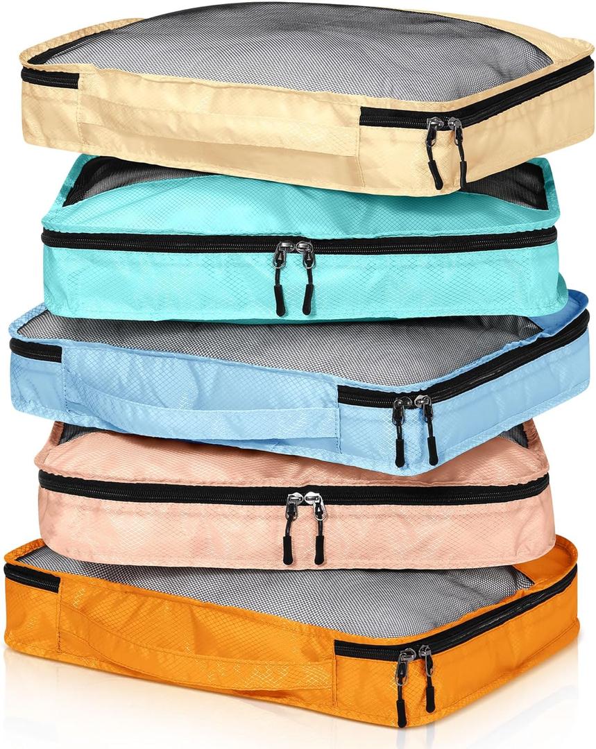 5 Pcs Packing Cubes for Suitcase Large Travel Cubes Carry on Luggage Organizer Bags for Clothes Accessories (L,Pastel)