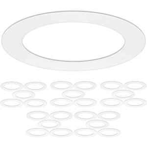 25 Pack Gloss White Goof Trim Ring for 6" Inch Recessed Can Lighting Down Light, Outer Diameter 8 Inches