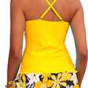 Daci Women Tankini Swimsuits with Skirt - Two Piece Tummy Control Skirted 2PC Bathing Suits Swimwear (Yellow, M)