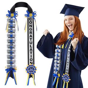 Lyrow Graduation Money Lei Class of 2025 Double Braided Lei Gift Graduation Cash Gifts Pull Ideas for High School College Party Supplies(Blue)