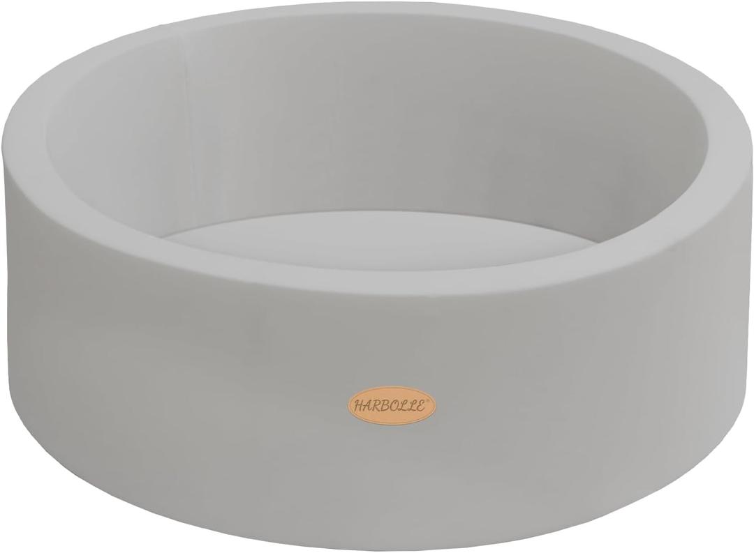 HARBOLLE Baby Ball Pit 35.4" Soft Round Memory Foam Ball Pits NOT Included Balls Indoor Outdoor Playpen for Babies Toddlers Kids Great Gift for Girls Boys, Gray