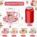 24 Sets Vintage Floral Tea Party Cups 7 OZ Disposable Paper Tea Cups with Handle and Plates Teacups and Saucer Sets for Baby Bridal Shower Wedding Birthday(Vintage Style)