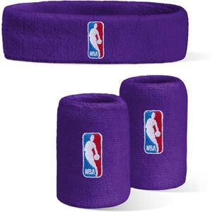 For Bare Feet NBA Classic LOGOMAN Headband & Wristband 3 Pack OSFM (Purple)