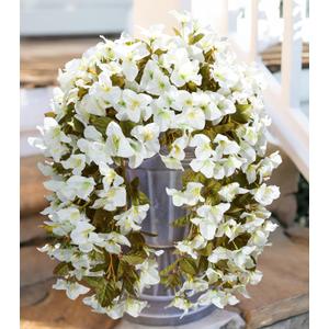 HyeFlora Bougainvillea Artificial Hanging Flowers Plants for Outdoors Winter Decoration, 2pcs Faux Bougainvillea Vines White Fake Flowers Realistic UV Resistant Silk Flowers for Outside Planter Yard