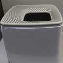 IRIS USA Cat Litter Box Top-Entry Square Top Entry Litter Box with Scoop, Enclosed Litterbox with Odor Control, Dog Proof Covered Litter Box Design, Easy to Clean, White/Gray