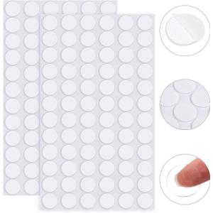 ADXCO 144 Pieces Transparent Putty Traceless Removable Sticky Putty Double-Sided Adhesive Round Putty Multipurpose Tape Nano Gel Mat for Wood, Glass, Ceramic, Metal, Plastic, Diameter 20 mm