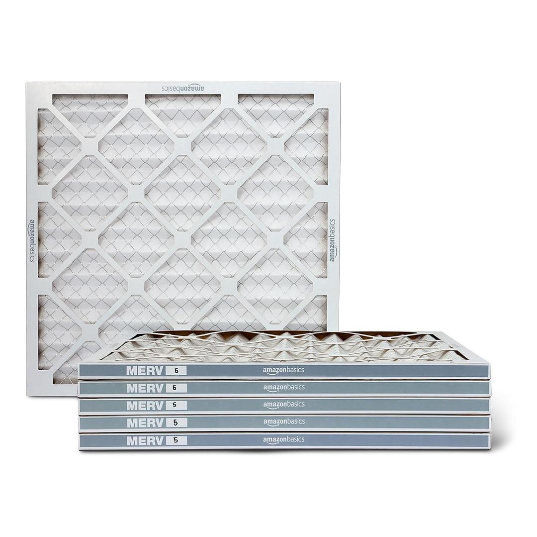 Amazon Basics MERV 5 AC Furnace Air Filter, 20x20x1 inches, 6-Pack (Actual size: 19.75" x 19.75" x 0.75")