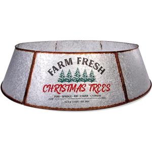 Hallops Galvanized Christmas Tree Collar - Large to Small Christmas Tree Base Cover. Adjustable Metal Skirt, Christmas Decor (Original, Super Oversize)