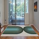 Boho Rainbow Green Rug, 3x5 Rug Non Slip Ultra-Thin Soft Bedroom Rugs for Entryway, Indoor Washable Stain Resistant Rug, Lightweight Low-Pile Carpet for Nursery Bath Laundry