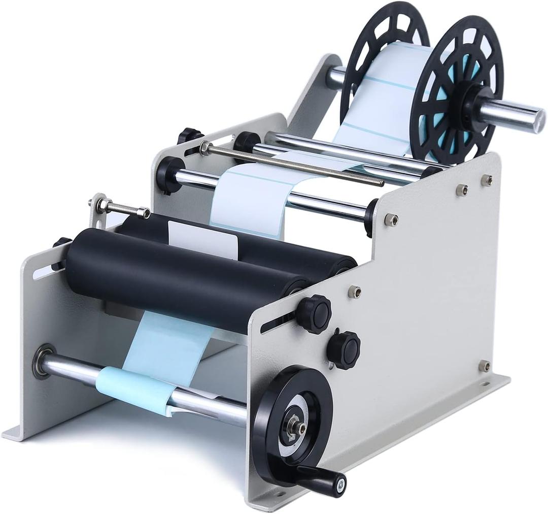 Manual Round Labeling Machine, Bottle Label Applicator for Round Bottles(White)