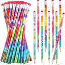 Epakh 48 Pieces Tie Dye Pencils Bulk Fun Colorful Rainbow Cool Wood Gradient Pencils with Eraser Top for Summer Tie Dye Party Decoration Home Office Sketching and Learning Activities