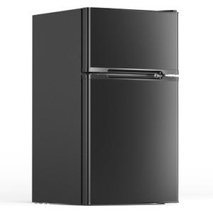 Electactic 3.1 Cu.Ft Mini Fridge with Freezer, 2 Door Compact Refrigerator, Mini Fridge with Adjustable Removable Glass Shelves for Bedroom, Office, Dorm or Apartment, Black
