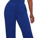 PINSV Women's 2 Piece Outfits Square Neck Short Sleeve Top Wide Leg Pants Tracksuit Lounge Sets L