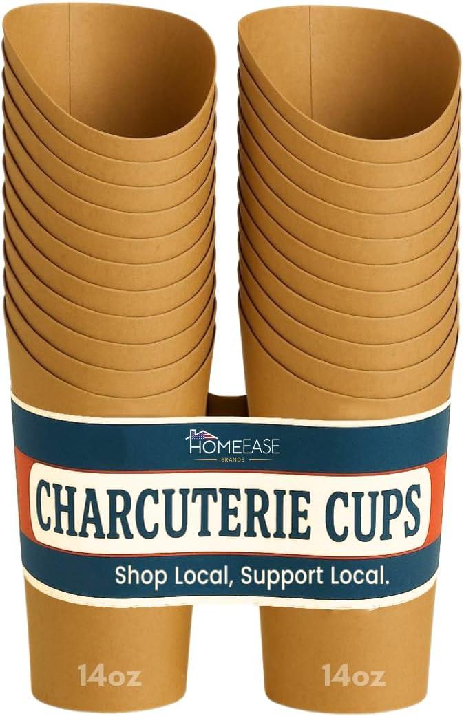 60-Pack 14oz Brown Kraft Charcuterie Cups  Disposable French Fry Holder, Grease-Resistant French Fries Holder, Eco-Friendly  Serving Cups for Parties, Weddings, Events & More