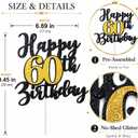 9 x 60th Birthday Cake Topper for Men & Women, Black and Gold Party Decorations, One Size