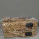 Water Hyacinth Storage Baskets Set of 4 - Foldable Seagrass Organizers with Chalk Labels,10.8x9x4.9 Inch,Rectangular Woven Pantry Bin for Shelves