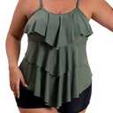 B2prity Women Plus Size Tankini Swimsuits Tummy Control Two Piece Bathing Suit Ruffled Flounce Swimwear with Shorts XL