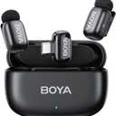 BOYA mini Wireless Lavalier Microphone for Android/Tablets/PC with USB C Plug,Noise Reduction,30H Battery Life with Charging Case,AI Voice Changer,Lapel Microphone Wireless for Video Recording Podcast