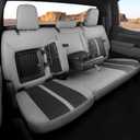 for Chevy Silverado & GMC Sierra Leather Seat Covers, Crew Cab 1500 2019-2026, 2500HD 3500HD 2020-2026, Custom Fit Pickup Seat Cover Full Set, Gray Black (with Rear Armrest/Seatback Storage)