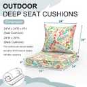 DYTXIII Outdoor Deep Seat Cushion Set, Water Repellent 24"x24" Patio Thick Cushions Replacement with Seat & Back Pillow for Patio Sofa, Wicker Chair, Couch - Pretty Paisley, 24x24"x4"