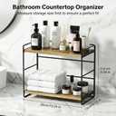 SRIWATANA 2 Pack Bathroom Counter Organizer, 2 Tier Countertop Organizers, Kitchen Counter Shelf Spice Rack Countertop Storage Wood Shelf - Carbonized Black